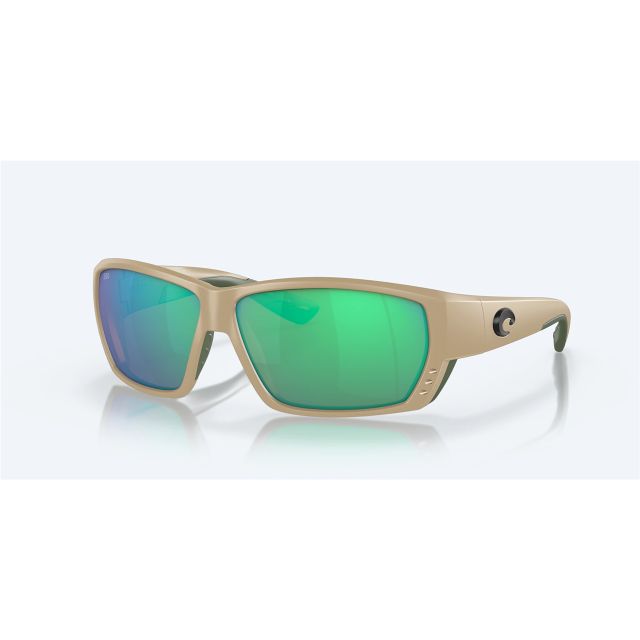 Costa Tuna Alley Sunglasses Matte Sand Frame Green Mirror Polarized Glass Lense