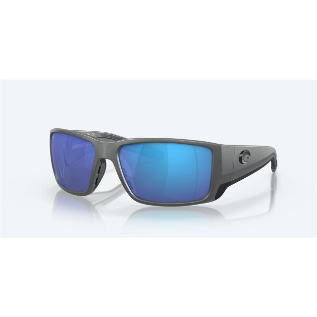 Costa Blackfin Pro Sunglasses Matte Gray Frame Blue Mirror Polarized Glass Lense