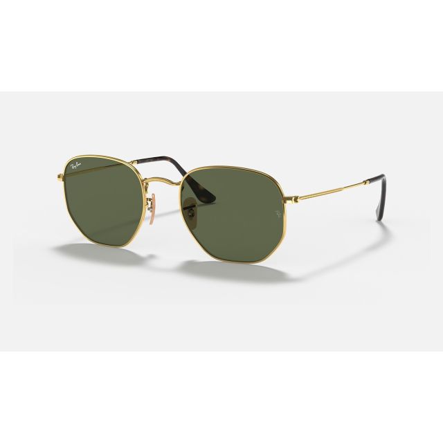 Ray Ban Hexagonal Flat Lenses RB3548 Sunglasses Classic G-15 + Gold Frame Green Classic G-15 Lens