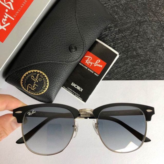 Ray Ban RB3716 Clubmaster Sunglasses Black Frame Clear Gray Lens