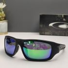 Oakley Valve Sunglasses Matte Black Frame Polarized Green Jade Lenses