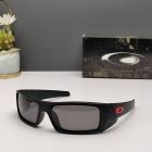 Oakley Gascan Sunglasses Matte Black Frame Polarized Gray Lenses Red Icon