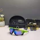 Oakley Jawbreaker Sunglasses Neon Green Black Frame Prizm Sapphire Lenses