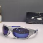 Oakley Pit Bull Sunglasses Silver Frame Deep Blue Polarized Lenses
