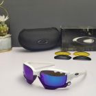 Oakley Racing Jacket Sunglasses White Purple Frame Prizm Sapphire Lenses