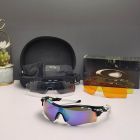 Oakley RadarLock Path Sunglasses Black White Frame Polarized Deep Blue Lenses
