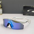 Oakley Razor Blades Sunglasses White Frame Deep Blue Lenses