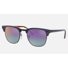 Ray Ban Clubmaster Color Mix Low Bridge Fit RB3016 Sunglasses Mirror + Blue Frame Blue/Pink Mirror Lens