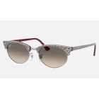 Ray Ban Clubmaster Oval RB3946 Sunglasses + Wrinkled Light Grey Frame Light Grey Lens