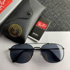 Ray Ban RB3654 Rectangular Sunglasses Black Frame Blue Gradient Gray Lenses