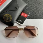 Ray Ban RB3654 Rectangular Sunglasses Gold Frame Brown Lenses