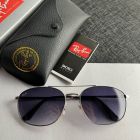 Ray Ban RB3654 Rectangular Sunglasses Gold Frame Dark Gray Lenses