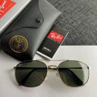Ray Ban RB3654 Rectangular Sunglasses Gold Frame Green Lenses