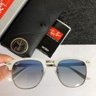 Ray Ban RB3716 Clubmaster Sunglasses White Carbon Frame Gradient Blue Lens