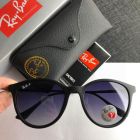 Ray Ban RB4334D Round Sunglasses Matte Black Frame Polarized Blue Lenses