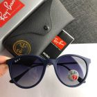 Ray Ban RB4334D Round Sunglasses Matte Blue Frame Polarized Purple Lenses