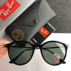 Ray Ban RB4334D Round Sunglasses Polished Black Frame Polarized Green Lenses
