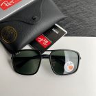 Ray Ban Rb4375 Rectangular Sunglasses Matte Black Frame Polarized G-15 Green Lenses