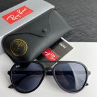 Ray Ban RB4376 Aviator Sunglasses Matte Black Frame Blue Lenses