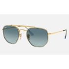 Ray Ban Round Marshal II RB3648 Sunglasses Gradient + Gold Frame Blue Gradient Lens