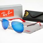 Ray Ban Scuderia Ferrari Collection RB8313m Aviator Sunglasses Silver Frame Blue Lens