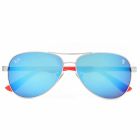 Ray Ban Scuderia Ferrari Collection Rb8313M Sunglasses Silver Frame Blue Lens