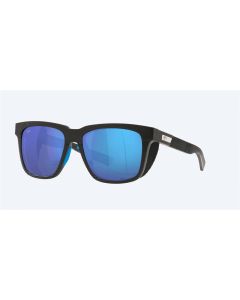 Costa Pescador With Side Shield Sunglasses Net Gray With Blue Rubber Frame Blue Mirror Polarized Glass Lense