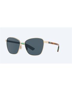 Costa Paloma Sunglasses Shiny Gold Frame Gray Polarized Polycarbonate Lense