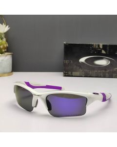 Oakley Half Jacket 2.0 Xl Sunglasses Purple White Frame Polarized Deep Blue Lenses