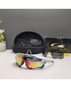 Oakley Jawbreaker Sunglasses White Gray Frame Prizm Galaxy Ruby Lenses