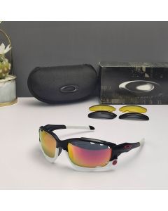 Oakley Racing Jacket Sunglasses Black White Frame Prizm Ruby Lenses