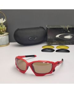 Oakley Racing Jacket Sunglasses Red Frame Prizm Tan Lenses