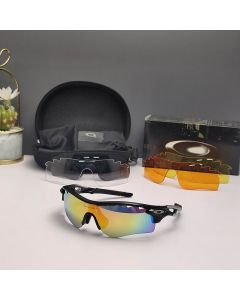 Oakley RadarLock Path Sunglasses Black Silver Frame Polarized Galaxy Gold Lenses