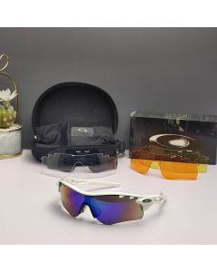 Oakley RadarLock Path Sunglasses White Frame Polarized Deep Blue Lenses