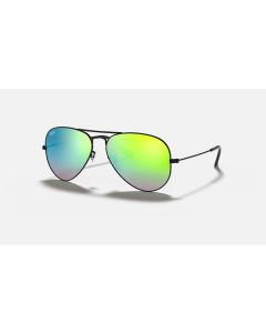 Ray Ban Aviator Flash Lenses Gradient RB3025 Sunglasses Green Gradient Flash Black