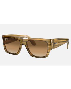 Ray Ban Nomad RB2187 Sunglasses + Striped Yellow Frame Light Brown Lens