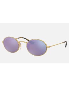 Ray Ban Oval Flat Lenses RB3547N Sunglasses Gold Frame Lilac Lens