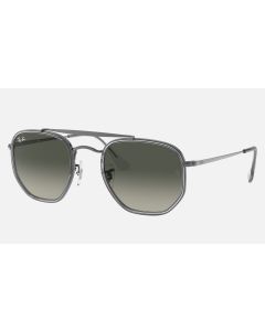 Ray Ban Round Marshal II RB3648 Sunglasses Gradient + Gunmetal Frame Grey Gradient Lens