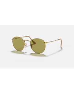 Ray Ban Round Washed Evolve RB3447 Sunglasses Photochromic Evolve + Gold Frame Green Photochromic Evolve Lens