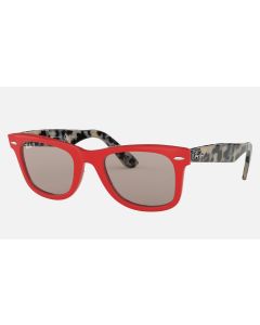 Ray Ban Wayfarer Pop RB2140 Sunglasses Grey Classic Red